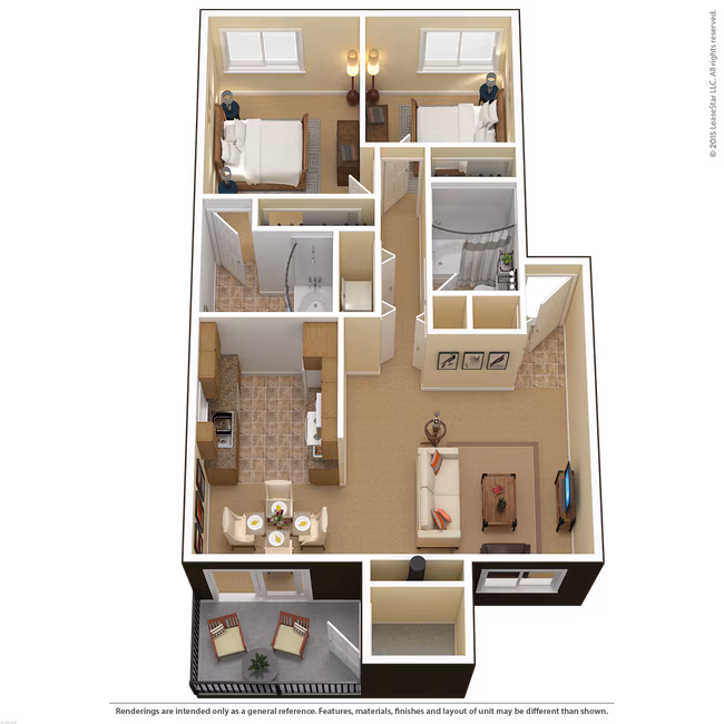 2 Bed 2 Bath (D) J202 floor plan